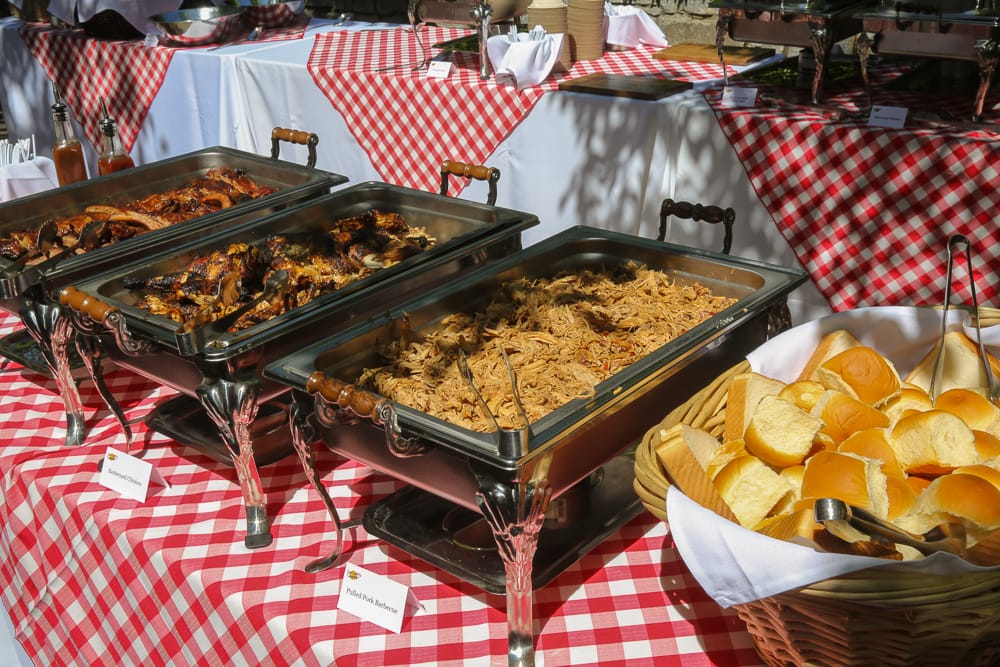 BBQ catering buffet station.